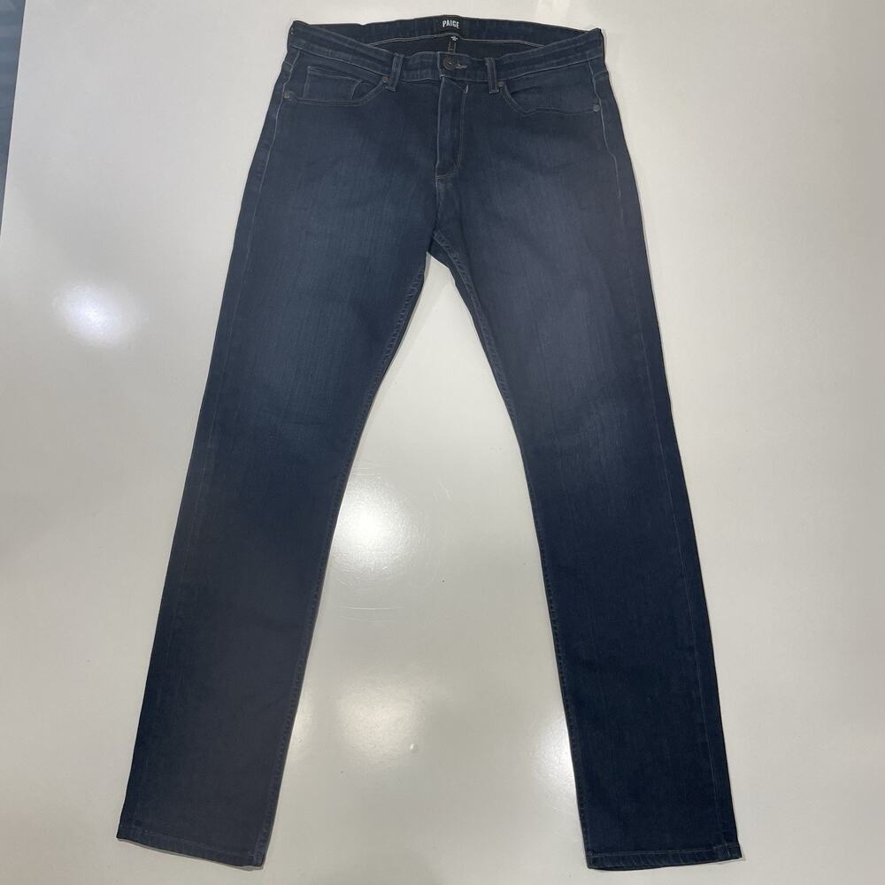 PAIGE Federal Slim Straight Leg Jeans Dark Indigo Blue Mens 33 Made in USA